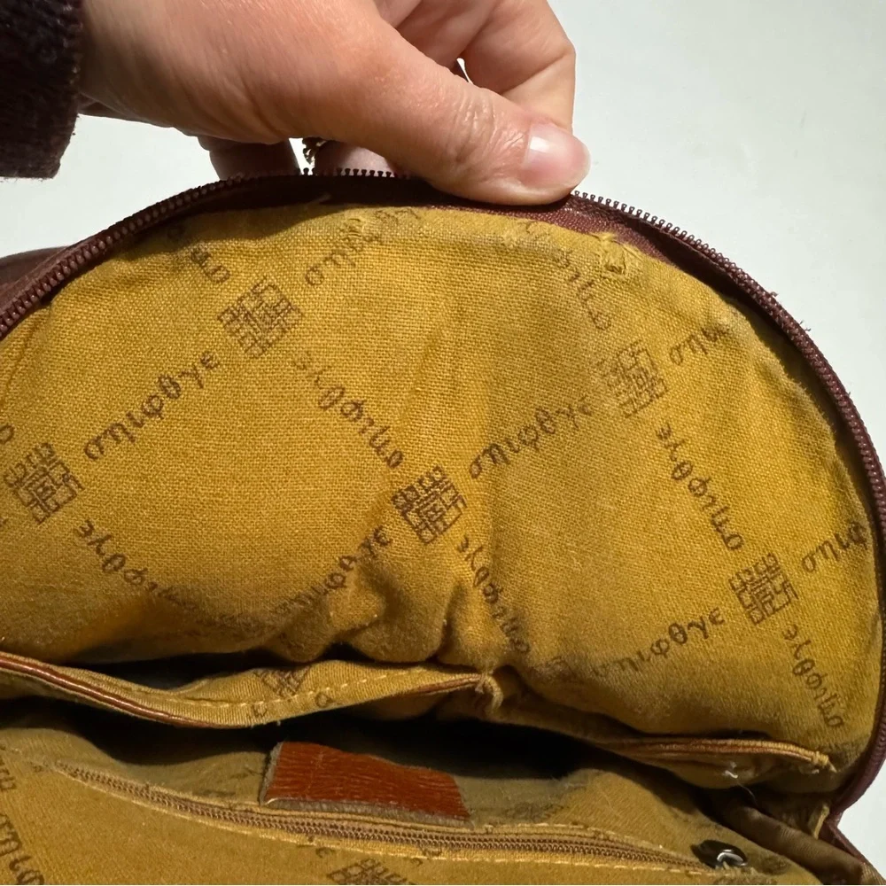 Vintage Greek Brown Leather Backpack Bag‎ Outdoor Hiking Neutral Camping
